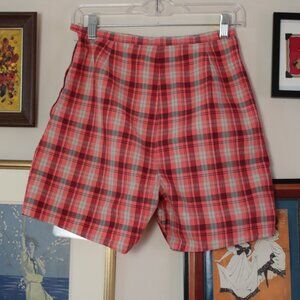 Vintage Homemade Pink Plaid High-waist Shorts XS